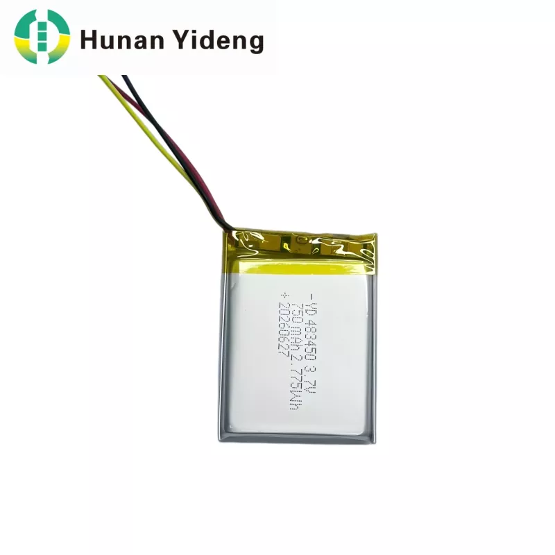 3.7V 750mAh 483447 उच्च क्षमताको सानो लिथियम पोलिमर रिचार्जेबल लिपो ब्याट्री