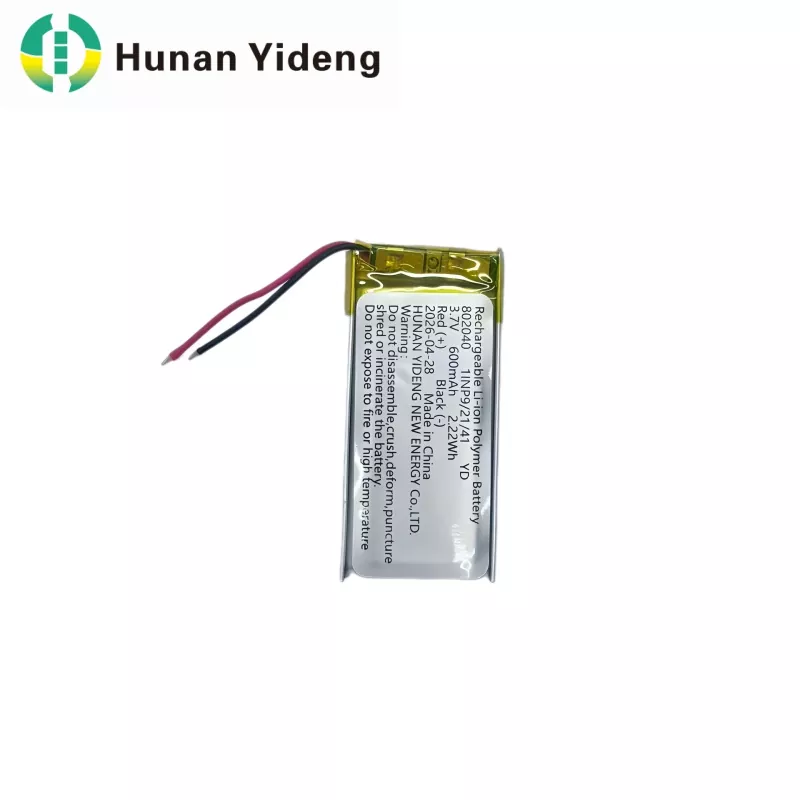 भ्वाइस रेकर्डर र विद्युतीय खेलौनाहरूको लागि 802040 600mAh रिचार्जेबल ब्याट्री